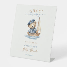 Ahoy it's a Boy Teddy Bear Baby Shower Welcome 台座サイン