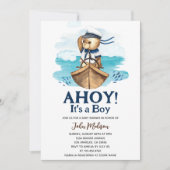 Ahoy It's a Boy Teddy Bear Bear Baby Shower 招待状 (正面)