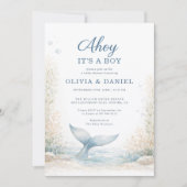 Ahoy It's a Boy Under the Sea Couples Baby Shower 招待状 (正面)