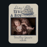 Ahoy! Its a boy vintage nautical baby announcement マグネット<br><div class="desc">Ahoy! It's a boy. Celebrate your new arrival with this classic vintage nautical theme baby announcement.</div>
