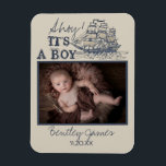 Ahoy! Its a boy vintage nautical baby announcement マグネット<br><div class="desc">Ahoy! It's a boy. Celebrate your new arrival with this classic vintage nautical theme baby announcement.</div>