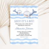Ahoy It's a Boy Whale Baby Shower  招待状