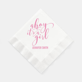 Ahoy It's A Girl Baby 航海の Shower Sip and See 縁ありランチョンナプキン