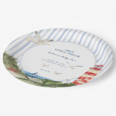 Ahoy Little Sailor Nautical Baby Shower ペーパープレート (アングル)