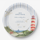Ahoy Little Sailor Nautical Baby Shower ペーパープレート (正面)