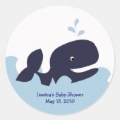 AHOY MATEブルーホエールビースティッカーパーソナライズされた ラウンドシール (正面)