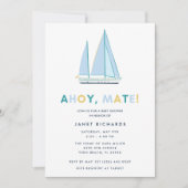 Ahoy Mate 帆船 ベビーシャワー招待状 招待状 (正面)