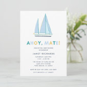 Ahoy Mate 帆船 ベビーシャワー招待状 招待状 (スタンド正面)