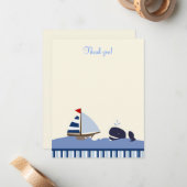 Ahoy Mate Blue Whale 4x5 Flatありがとうご注意 ノートカード (正面/裏面インサイチュ)