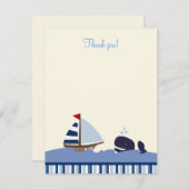 Ahoy Mate Blue Whale 4x5 Flatありがとうご注意 ノートカード (正面/裏面)