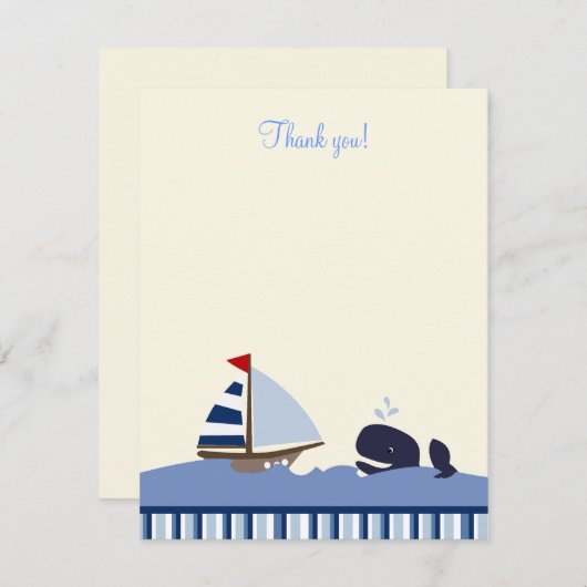 Ahoy Mate Blue Whale 4x5 Flatありがとうご注意 ノートカード (正面/裏面)