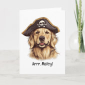 Ahoy Mate Pirate Golden Retriever Dog Skull カード (正面)