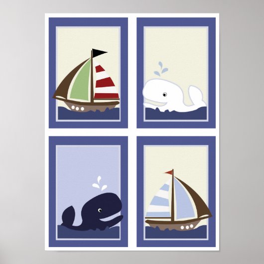 AHOY MATE Sail boat Boys Nursery Room Prints ポスター (正面)