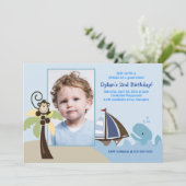 Ahoy Mate Whale *写真*誕生日5 x 7 招待状 (スタンド正面)