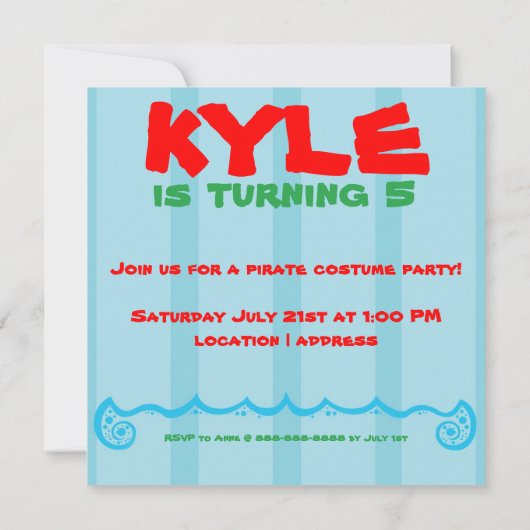 Ahoy Matey海賊オウムの誕生日のパーティの招待状 招待状 (裏面)