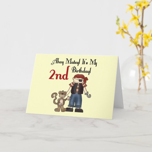 Ahoy Matey海賊第2誕生日のTシャツおよびギフト カード (黄色い花)
