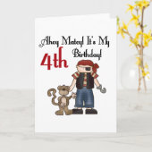 Ahoy Matey海賊第4誕生日のTシャツおよびギフト カード (黄色い花)