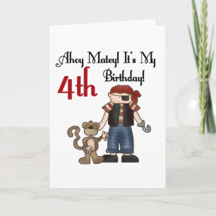 Ahoy Matey海賊第4誕生日のTシャツおよびギフト カード