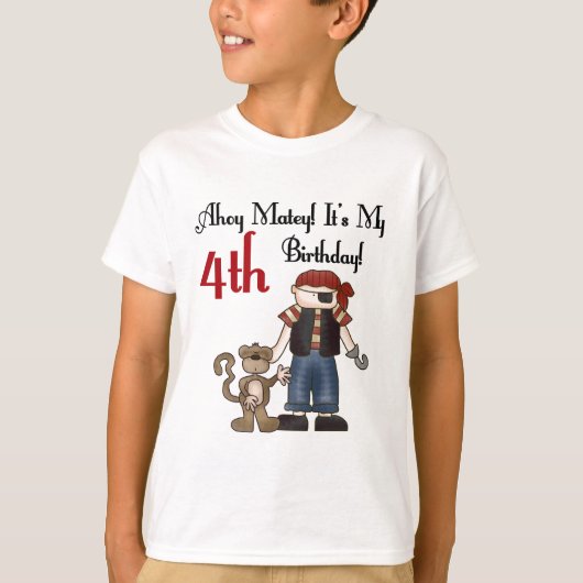 Ahoy Matey海賊第4誕生日のTシャツおよびギフト Tシャツ (正面)