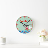 Ahoy Matey! 海賊パーソナライズな子供の柱時計 ラウンド壁時計 (ホーム)