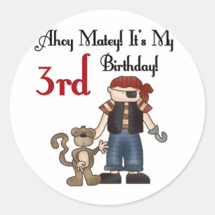 Ahoy Matey Pirate誕生日Tシャツとギフト ラウンドシール