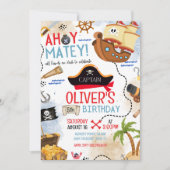 Ahoy Matey Pirate Birthday Invitation Kids Pirate  招待状 (正面)