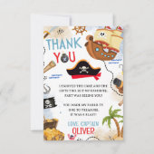 Ahoy Matey Pirate Birthday Thank You Card サンキューカード (正面)