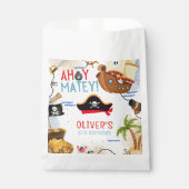 Ahoy Matey Pirate Favor Bag, Kids Pirate Birthday フェイバーバッグ (正面)