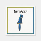 Ahoy Matey Pirate Parrot Cartoon, Funny Macaw Bird スタンダードカクテルナプキン (正面)