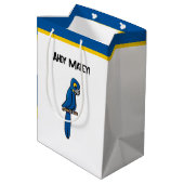 Ahoy Matey Pirate Parrot Cartoon, Funny Macaw Bird ミディアムペーパーバッグ (裏面アングル)