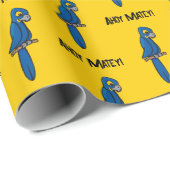 Ahoy Matey Pirate Parrot Cartoon, Funny Macaw Bird ラッピングペーパー (ロールコーナー)