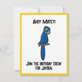 Ahoy Matey Pirate Parrot Cartoon, Funny Macaw Bird 招待状
