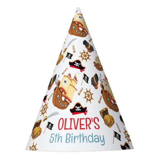 Ahoy Matey Pirate Personalized Birthday パーティーハット (正面)
