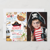 Ahoy Matey Pirate Photo Birthday Invitation 招待状 (正面)