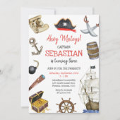 Ahoy Mateys Pirate Boy Kids Birthday Invitation 招待状 (正面)