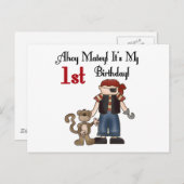 Ahoy Pirate初誕生日Tシャツとギフト ポストカード (正面/裏面)