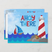 Ahoy There Nautical Theme 1st Birthday Party  Post ポストカード (正面/裏面)