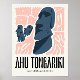 Ahu Tongariki Easter Islandチリ旅行フローラ ポスター