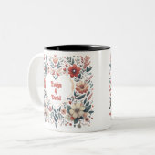 AIがパーソナライズされたBohoハートデザインを生成 ツートーンマグカップ (正面左)