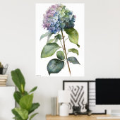 AIが生み出したアートブルーアジサイヴィンテージウォールアート ポスター (ホームオフィス)