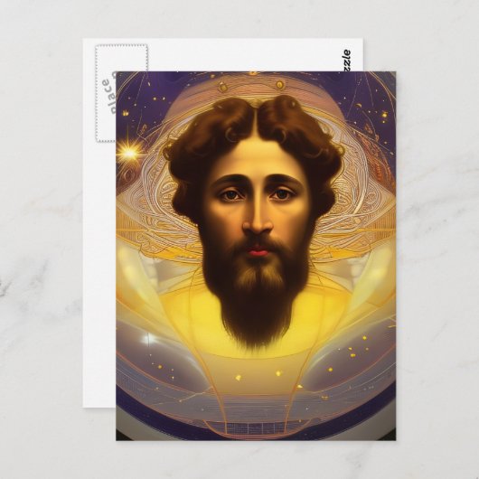 AIが生み出したミュシャによる宇宙のイエス ポストカード (正面/裏面)