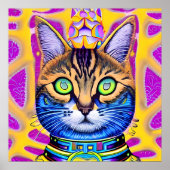 AIが生み出しアートた神秘的なスピリチュアル猫 ポスター (正面)