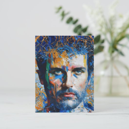 AIが生成した男絵画の ポストカード (スタンド正面)