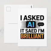 AIが私のことを天才だと言った - 面白いテクノロジー引用 ポストカード (正面/裏面)