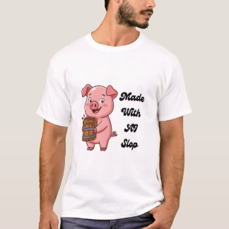 AIで作られたスープがお好き?面白い豚のテクノロジーメメTシャツ Tシャツ