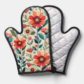 AIで生エレガント成されたシェフ向けフローラオーブンミット 鍋つかみ (正面/裏面)