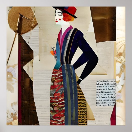 AIで生成された女性コラージュのポスター ポスター (正面)