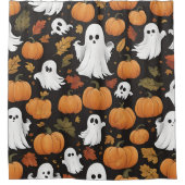 AIで生成された幽霊とカボチャハロウィーン シャワーカーテン (正面)