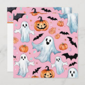 AIで生成された幽霊とカボチャハロウィーン 招待状 (正面/裏面)