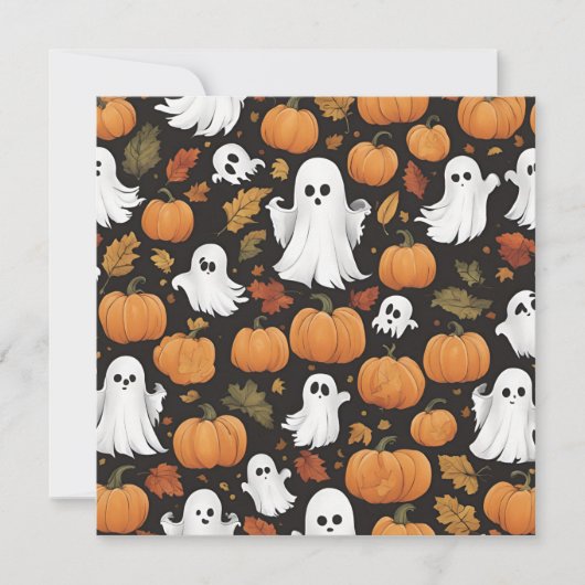 AIで生成された幽霊とカボチャハロウィーン 招待状 (正面)